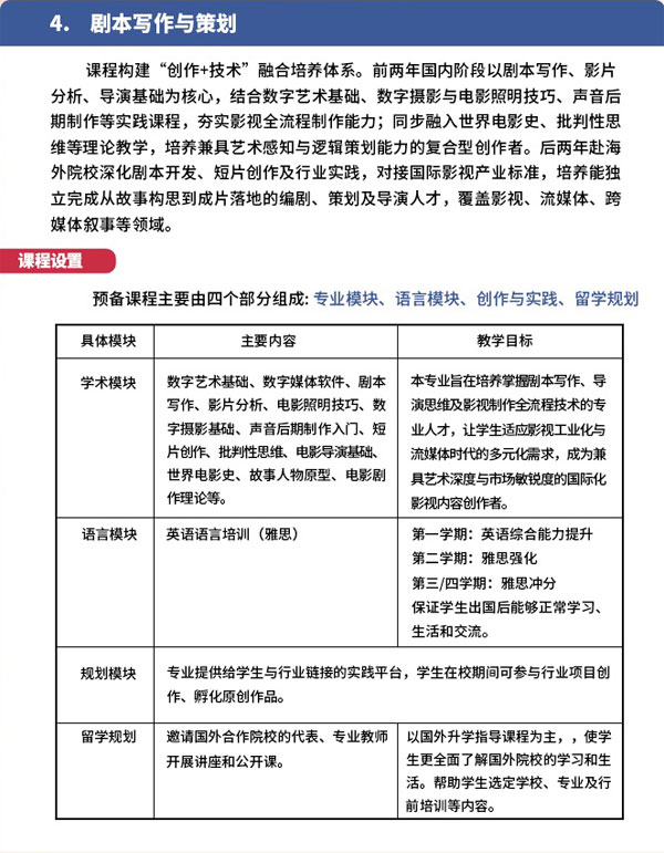 北京电影学院出国留学基地2026年留学预备课程项目